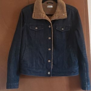 Gap Sherpa Denim Jacket Zip Sleeves Size M
